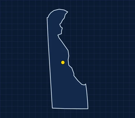 Map of Delaware showing 1 metro area with skilled trade pay data