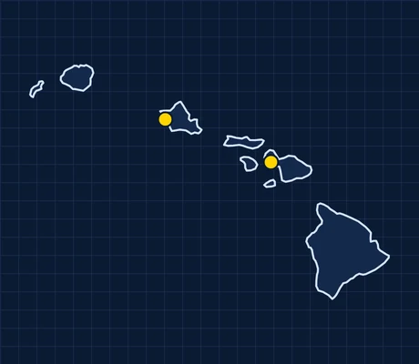Map of Hawaii showing 2 metro areas with skilled trade pay data