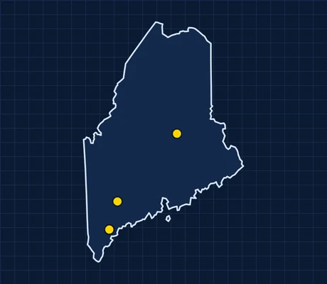 Map of Maine showing 3 metro areas with skilled trade pay data