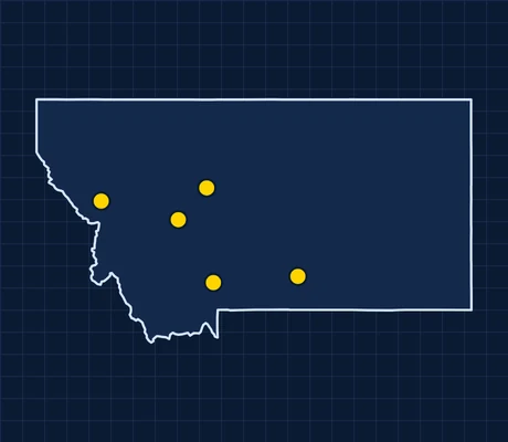 Map of Montana showing 5 metro areas with skilled trade pay data