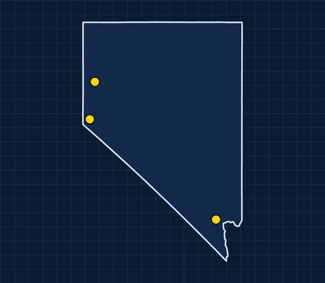 Map of Nevada showing 3 metro areas with skilled trade pay data