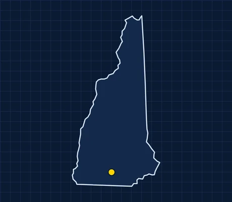 Map of New Hampshire showing 1 metro area with skilled trade pay data