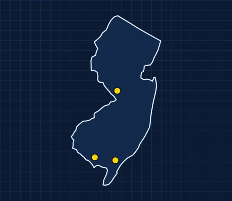 Map of New Jersey showing 3 metro areas with skilled trade pay data