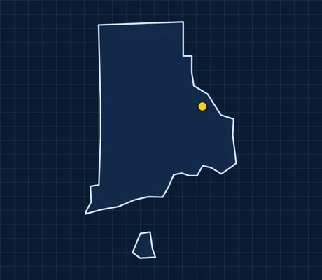 Map of Rhode Island showing 1 metro area with skilled trade pay data