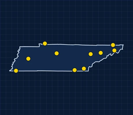 Map of Tennessee showing 10 metro areas with skilled trade pay data