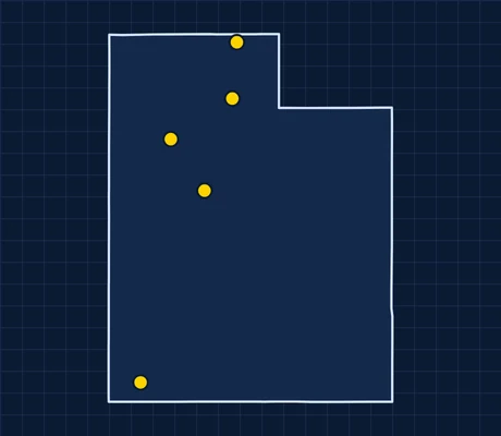 Map of Utah showing 5 metro areas with skilled trade pay data